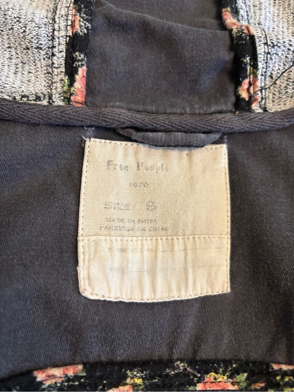 Free People Hooded Utility Jacket Sweater Mix Media Gray S - Picture 8 of 16